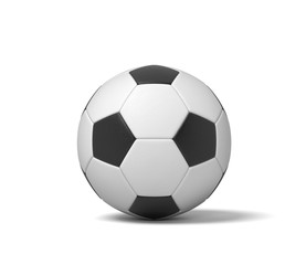 Wall Mural - 3d rendering of a single black and white leather ball for playing football or soccer.