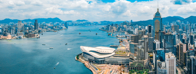 Fototapete - Aerial view of Hong Kong skyline 