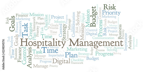 Fotografía Hospitality Management word cloud, made with text only.