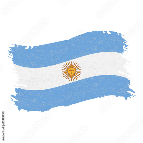 Fotografie, Tablou Flag of Argentina, Grunge Abstract Brush Stroke Isolated On A White Background