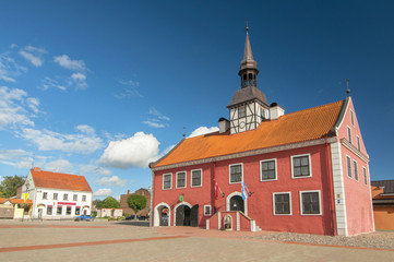 Wall Mural - View to the Bauska town hall in historical centre Bauska, Zemgale, Latvia.