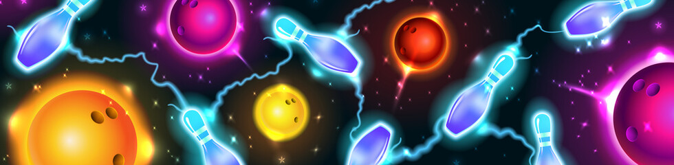 Wall Mural - Bowling abstract background, space bowling pins and ball. Vector illustration.