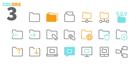 Fototapete - folder ui pixel perfect well-crafted vector thin line icons 48x48 ready for 24x24 grid for web graph