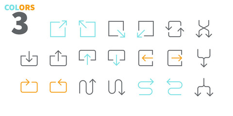 Fototapete - Arrows UI Pixel Perfect Well-crafted Vector Thin Line Icons 48x48 Ready for 24x24 Grid for Web Graphics and Apps with Editable Stroke. Simple Minimal Pictogram Part 5-5