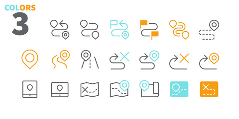 Poster - Navigation UI Pixel Perfect Well-crafted Vector Thin Line Icons 48x48 Ready for 24x24 Grid for Web Graphics and Apps with Editable Stroke. Simple Minimal Pictogram Part 1-2