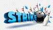 Bowling strike blue color. Vector clip art illustration.
