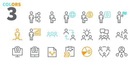 Poster - business ui pixel perfect well-crafted vector thin line icons 48x48 ready for 24x24 grid for web gra