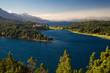 Argentine Lake District at sunrise view of the Llao Llao hotel and the lake lago Nahuel Huapi