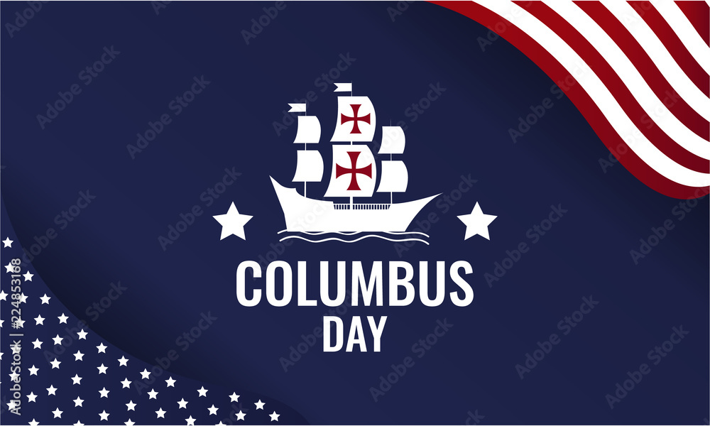 Columbus day greeting card or background. vector illustration. - obrazy, fototapety, plakaty 