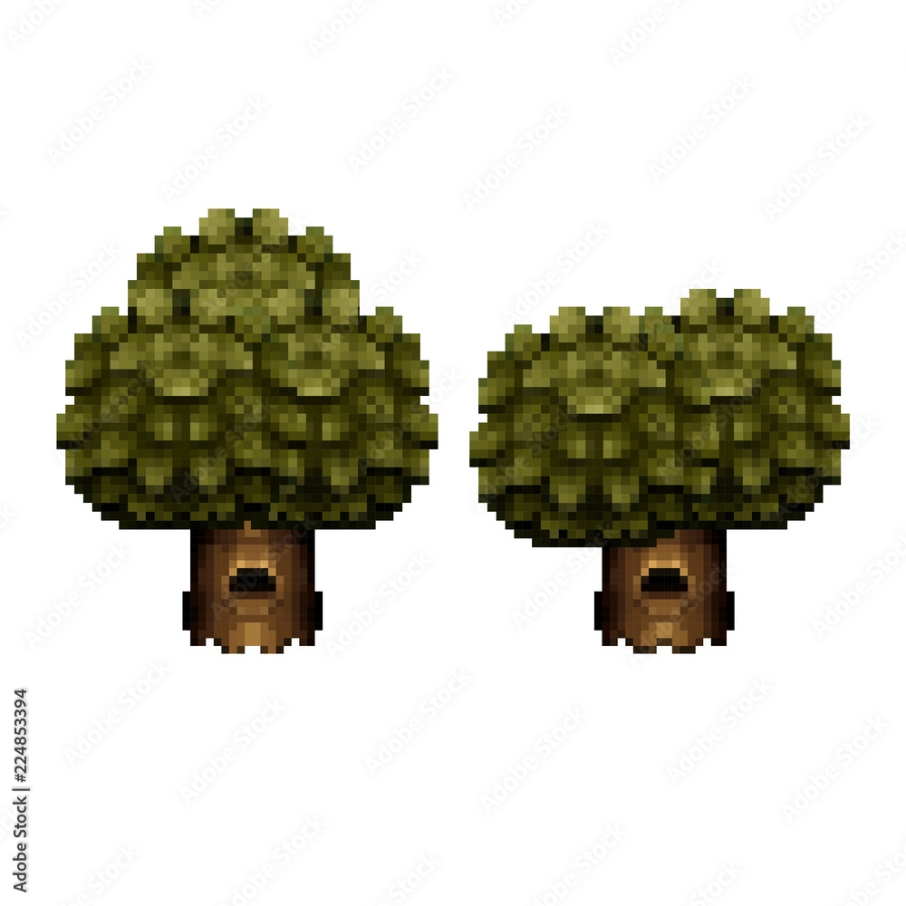 Tree Pixel Assembly Vector Illustration of Tree - Pixel Art Design Stock Vector | Adobe Stock