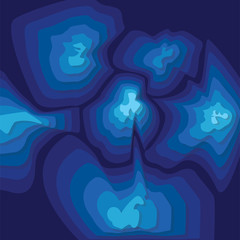 Poster - 3D abstract blue background with paper cut shapes.