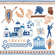 Greek Vector Clipart. Set of Illustrations on Ancient Symbols, Themes and Ornaments