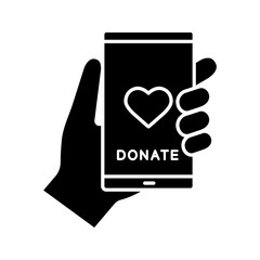 Sticker - Smartphone donation app glyph icon