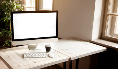 Workplace with modern computer on the desk