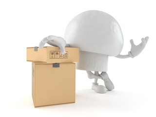 Poster - Champignon character with stack of boxes