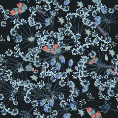 Poster - Floral vector pattern in vintage style for fabric design