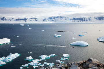 ice in the Antarctica with iceberg in the ocean