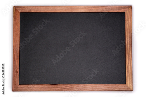 Fotografía Empty chalk board background. Blank blackboard with wooden frame.