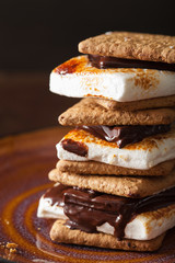 Wall Mural - homemade marshmallow s'mores with chocolate on crackers