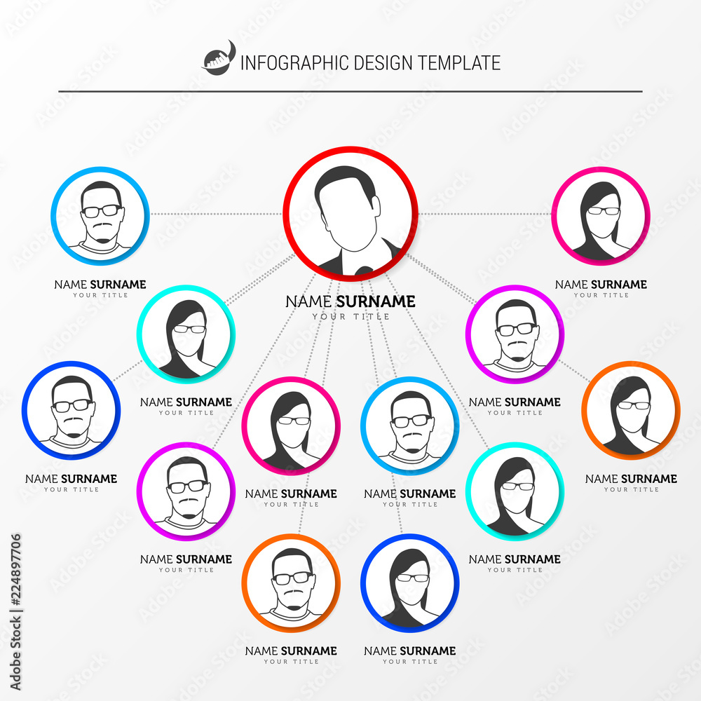 Org Chart On Indesign Creative organization chart. Infographic design template. Vector Stock ...