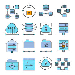 Wall Mural - database and network icons