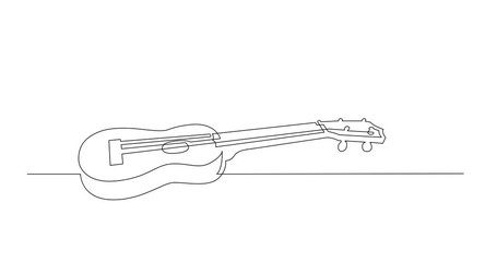 Wall Mural - Animation of continuous line drawing of ukulele guitar