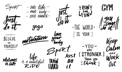 lettering set / sport motivation phrases / brush lettering
