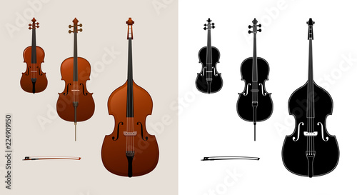 Cuadros en Lienzo Violin, cello (violoncello) and double bass