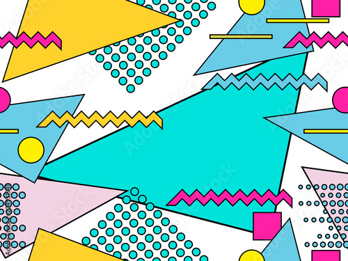 Cuadros en Lienzo Memphis seamless pattern