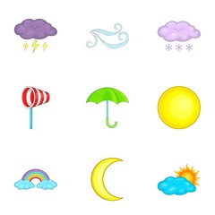 weather icons set. cartoon illustration of 9 weather vector icons for web