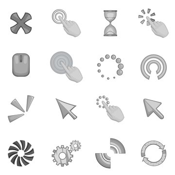 Click cursors icons set in monochrome style isolated on white background