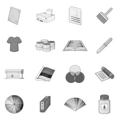 Poster - Print process icons set in monochrome style isolated on white background