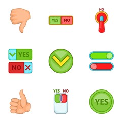 Poster - Check mark icons set. Cartoon illustration of 9 check mark vector icons for web