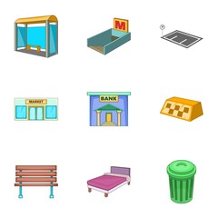 Poster - Infrastucture of the city icons set. Cartoon illustration of 9 infrastucture of the city vector icons for web