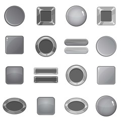 Poster - Blank web buttons icons set in monochrome style isolated on white background
