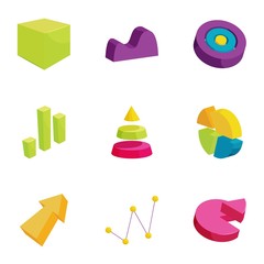 Fototapete - Business data market element icons set. Cartoon illustration of 9 business data market element vector icons for web