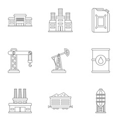 Wall Mural - Petroleum icons set. Outline illustration of 9 petroleum vector icons for web