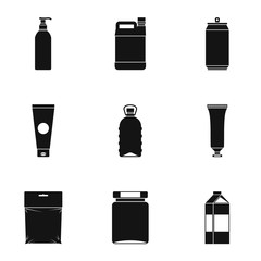 Poster - Pack icons set. Simple illustration of 9 pack vector icons for web