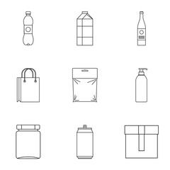Poster - Packaging icons set. Outline illustration of 9 packaging vector icons for web