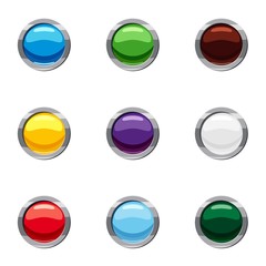 Poster - Buttons for website icons set. Cartoon illustration of 9 buttons for website vector icons for web