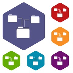 Poster - Folders structure icons set rhombus in different colors isolated on white background