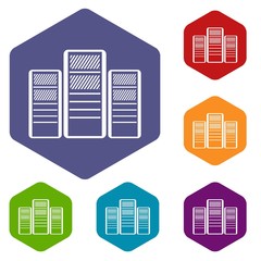 Poster - Database servers icons set rhombus in different colors isolated on white background