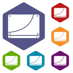 Poster - Database icons set rhombus in different colors isolated on white background