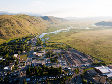 Jackson, Wyoming Mountain Town Sunrise Aerial Landscape Views