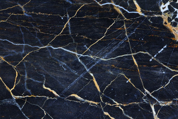 Wall Mural - Gold yellow patterned natural in dark gray marble texture for design.