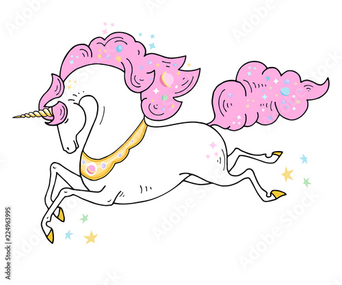 Fotomural Magical Unicorn cute illustration - card and shirt design