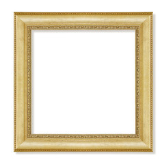 Wall Mural - The antique gold frame on the white background