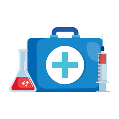 Wall Mural - medical kit with tube test and injection