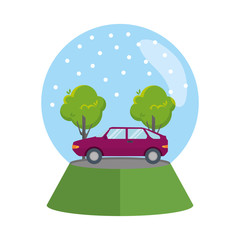  car vehicle in snow sphere