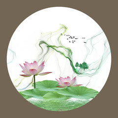 Wall Mural - abstract ink and wash landscape..